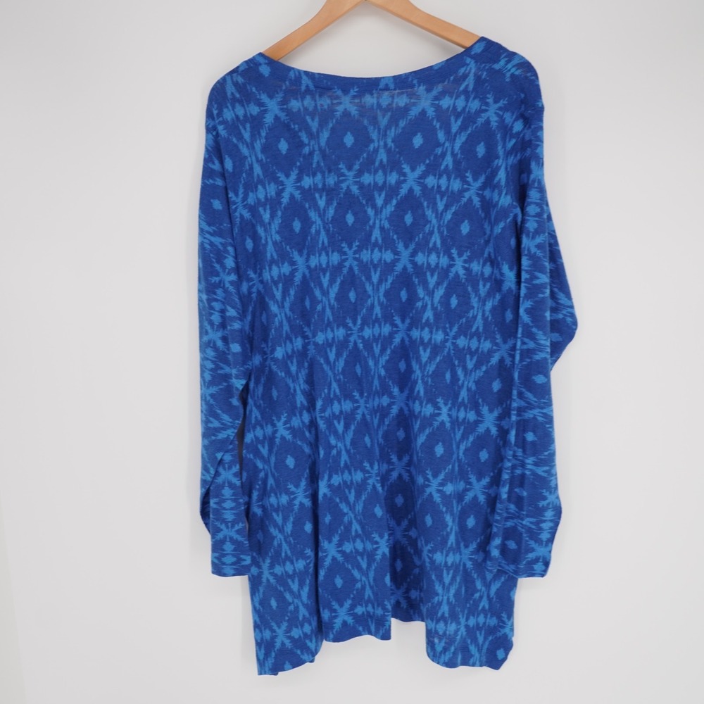 Soft Surroundings Tunic Top Womens 3X Blue Geometric Long Sleeve Stretch Casual - Picture 3 of 12